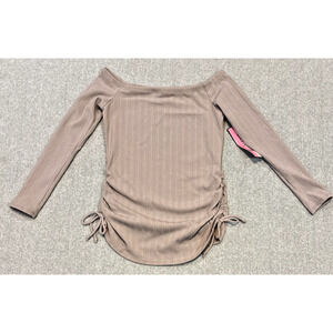 Maternity Vibes Bone Brown Maternity Shirt Size S NWT